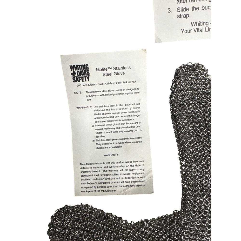 Whiting Davis 513 Mailite Stainless Steel Mesh 3-Finger Safety Glove Size M - Picture 3 of 8